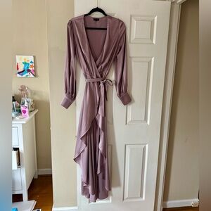 Miss Avenue Dusty Purple Long Sleeve wrap Dress